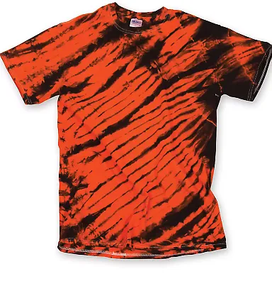200TS Dyenomite Tie-Dye Adult Tiger Stripe Tee in Black/ orange front view