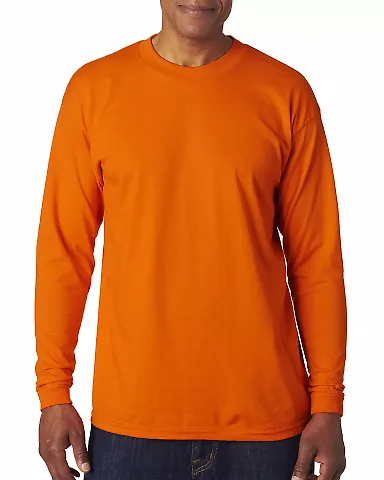 B1715 Bayside Adult Long-Sleeve Blended Tee Safety Orange front view
