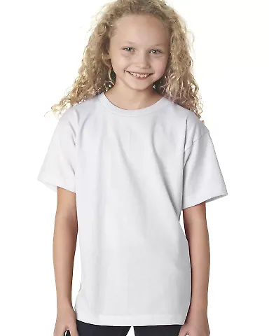 B4100 Bayside Youth Short-Sleeve Cotton Tee in White front view