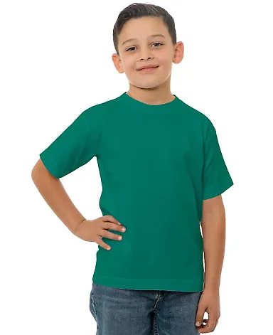 B4100 Bayside Youth Short-Sleeve Cotton Tee in Kelly green front view