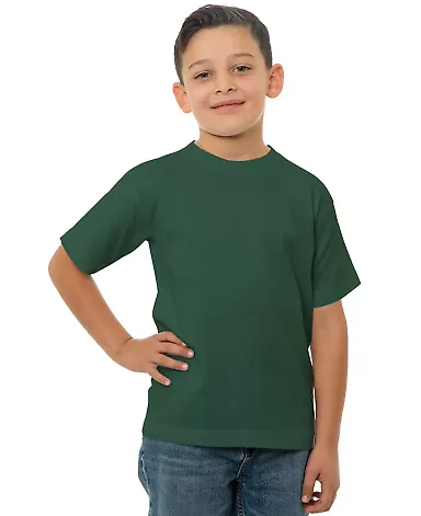 B4100 Bayside Youth Short-Sleeve Cotton Tee in Forest green front view