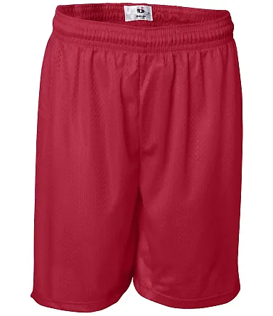 7207 Badger Adult Mesh/Tricot 7-Inch Shorts Red front view