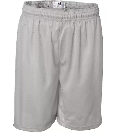 7207 Badger Adult Mesh/Tricot 7-Inch Shorts Silver front view