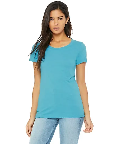 BELLA 8413 Womens Tri-blend T-shirt in Aqua triblend front view