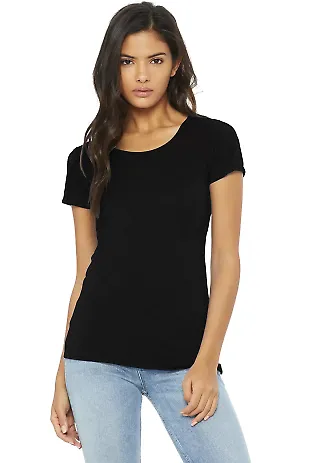 BELLA 8413 Womens Tri-blend T-shirt in Solid blk trblnd front view
