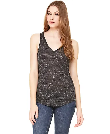 BELLA 8805 Womens Flowy Tank Top in Black marble front view