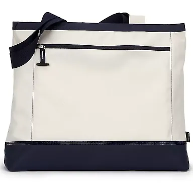 G1510 Gemline Utility Tote NATURAL/ NAVY front view