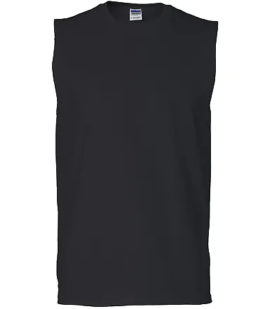 2700 Gildan Adult Ultra Cotton Sleeveless T-Shirt BLACK front view