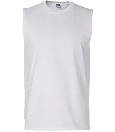 2700 Gildan Adult Ultra Cotton Sleeveless T-Shirt WHITE front view
