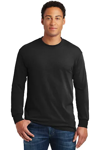 5400 Gildan Adult Heavy Cotton Long-Sleeve T-Shirt in Black front view