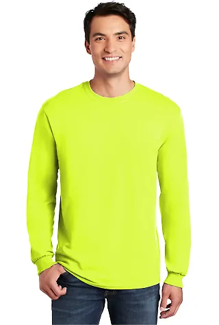 5400 Gildan Adult Heavy Cotton Long-Sleeve T-Shirt in Safety green front view