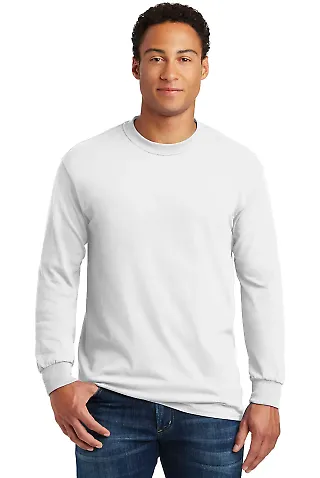 5400 Gildan Adult Heavy Cotton Long-Sleeve T-Shirt in White front view