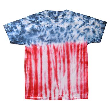 H1000b tie dye Youth Tie-Dyed Cotton Tee in Flag front view