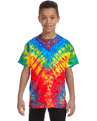 H1000b tie dye Youth Tie-Dyed Cotton Tee in Woodstock front view
