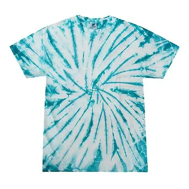 H1000b tie dye Youth Tie-Dyed Cotton Tee in White/ turquoise front view