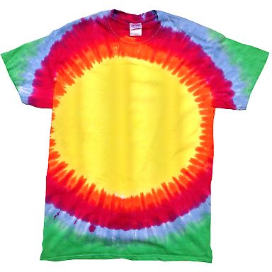 H1000b tie dye Youth Tie-Dyed Cotton Tee in Sunburst rainbow front view