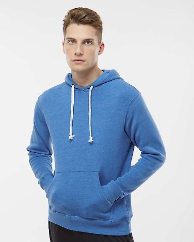 J8871 J-America Adult Tri-Blend Hooded Fleece in Cool royal triblend front view