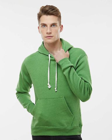 J8871 J-America Adult Tri-Blend Hooded Fleece in Green triblend front view