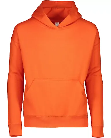 L2296 LA T Youth Fleece Hooded Pullover Sweatshirt in Orange front view