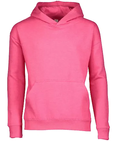 L2296 LA T Youth Fleece Hooded Pullover Sweatshirt VINTAGE HOT PINK front view