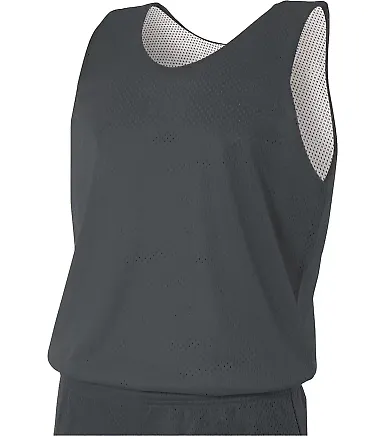 N2206 A4 Youth Reversible Mesh Tank GRAPHITE/ WHITE front view