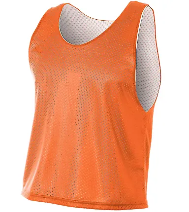 N2274 A4 Lacrosse Reversible Practice Jersey ORANGE/ WHITE front view