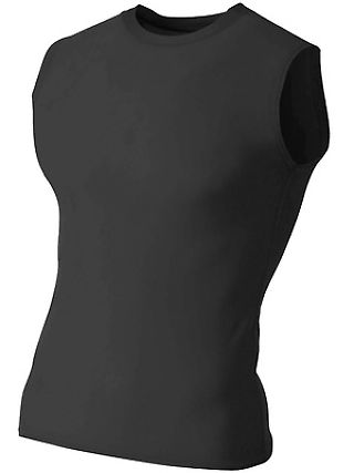 N2306 A4 Compression Muscle Tee in Black