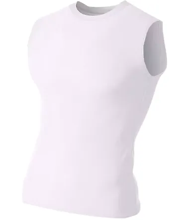 N2306 A4 Compression Muscle Tee WHITE front view