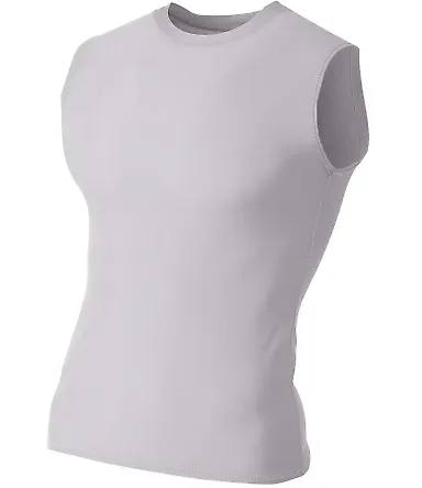N2306 A4 Compression Muscle Tee SILVER front view