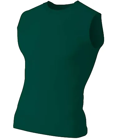 N2306 A4 Compression Muscle Tee FOREST GREEN front view