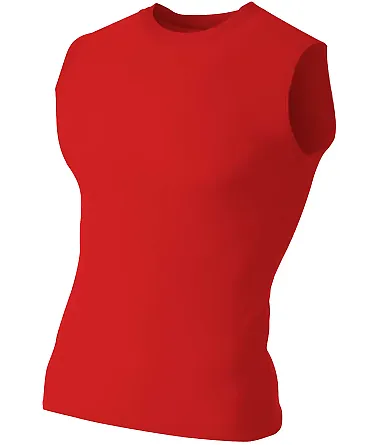 N2306 A4 Compression Muscle Tee SCARLET front view