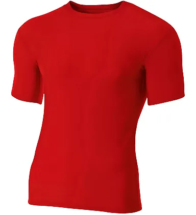 N3130 A4 Short Sleeve Compression Crew SCARLET front view