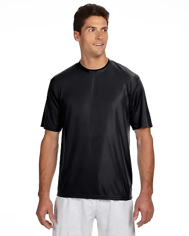 N3142 A4 Adult Cooling Performance Crew Tee BLACK front view