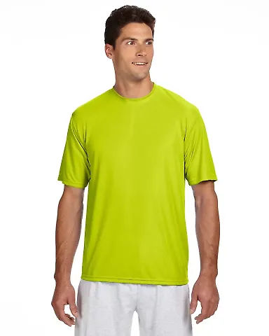 N3142 A4 Adult Cooling Performance Crew Tee SAFETY YELLOW front view