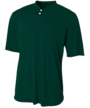 N3143 A4 Adult Tek 2-Button Henley FOREST GREEN front view