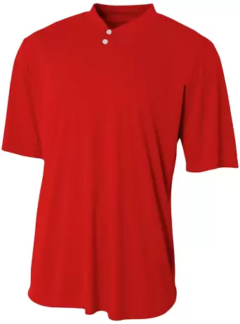 N3143 A4 Adult Tek 2-Button Henley SCARLET front view