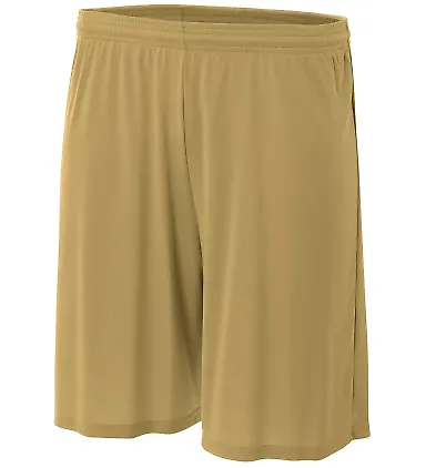 N5244 A4 Adult 7 inch Performance  Shorts No Pocke VEGAS GOLD front view