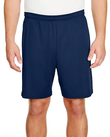 N5244 A4 Adult 7 inch Performance Shorts No Pocke NAVY front view