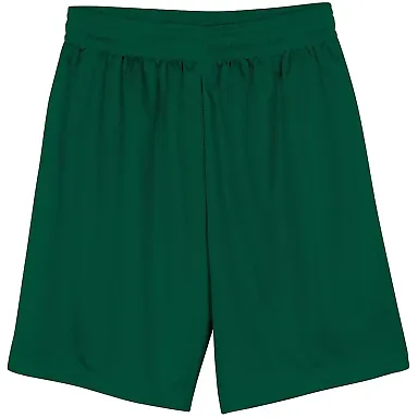 N5255 A4 9 Inch Adult Lined Micromesh Shorts FOREST GREEN front view