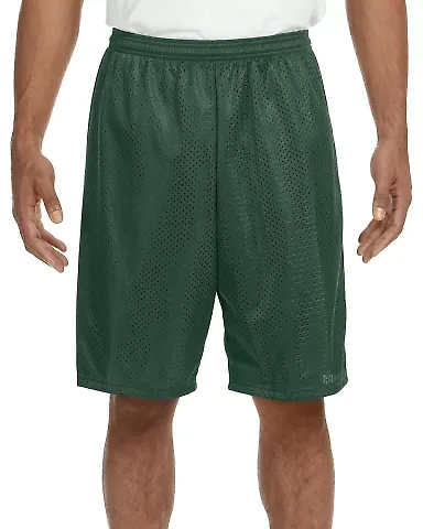 N5296 A4 Adult Lined Tricot Mesh Shorts FOREST GREEN front view