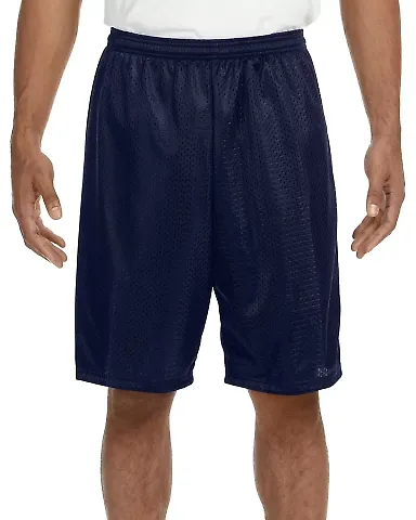 N5296 A4 Adult Lined Tricot Mesh Shorts NAVY front view