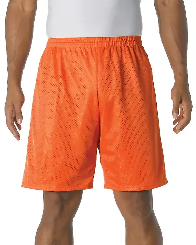 N5296 A4 Adult Lined Tricot Mesh Shorts ATHLETIC ORANGE front view