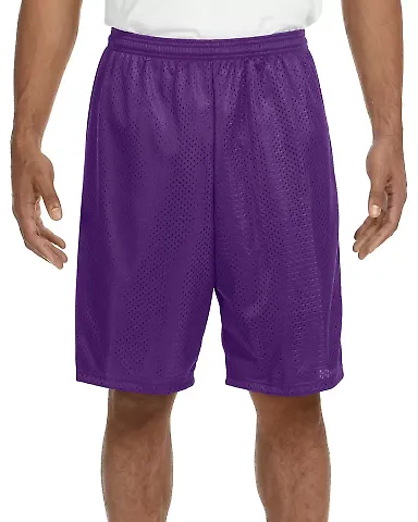 N5296 A4 Adult Lined Tricot Mesh Shorts PURPLE front view