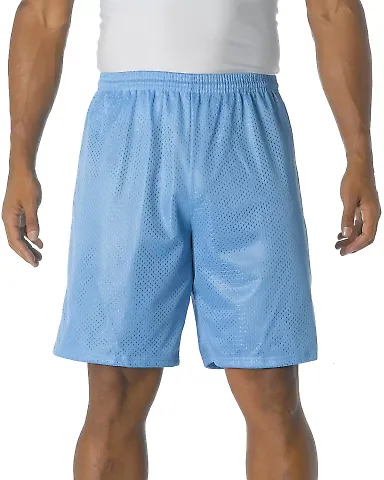 N5296 A4 Adult Lined Tricot Mesh Shorts LIGHT BLUE front view