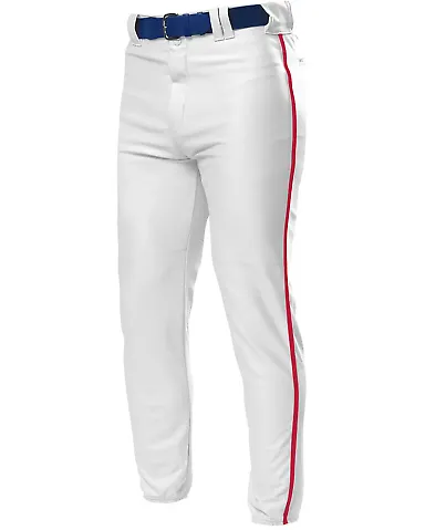 N6178 A4 Adult Pro Style Elastic Bottom Baseball P WHITE/ SCARLET front view