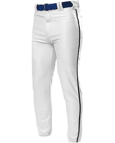 N6178 A4 Adult Pro Style Elastic Bottom Baseball P WHITE/ BLACK front view