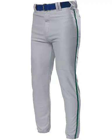 N6178 A4 Adult Pro Style Elastic Bottom Baseball P GREY/ FOREST front view