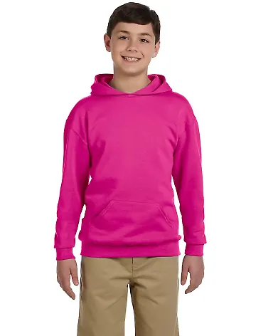JERZEES 996Y NuBlend Youth Hooded Pullover Sweatsh in Cyber pink front view