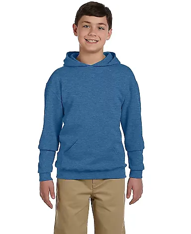 JERZEES 996Y NuBlend Youth Hooded Pullover Sweatsh in Vintage heather blue front view