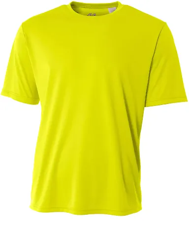 NB3142 A4 Youth Cooling Performance Crew Tee SAFETY YELLOW front view